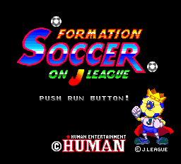 Formation Soccer On J League title screen for PC Engine
